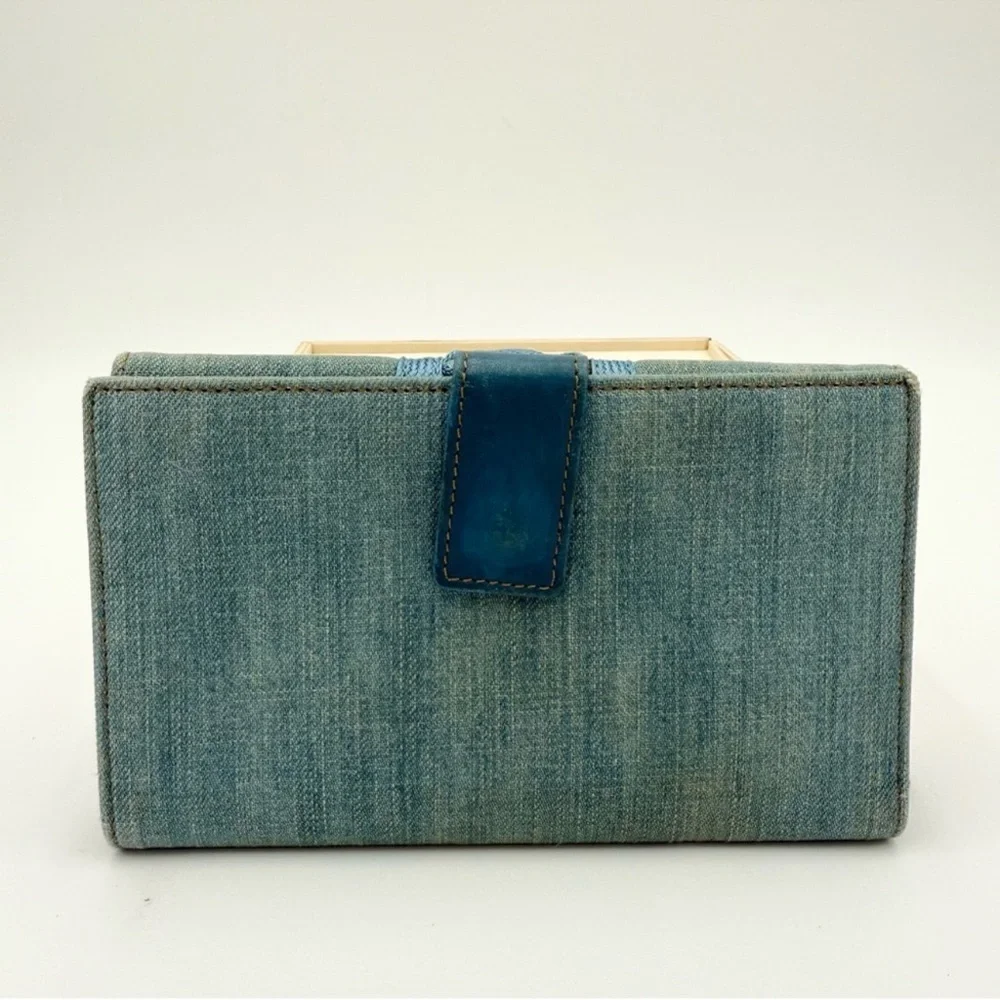 Rare Vintage 2002 Dior Denim Lace Up Long Wallet EUC Retail $3000